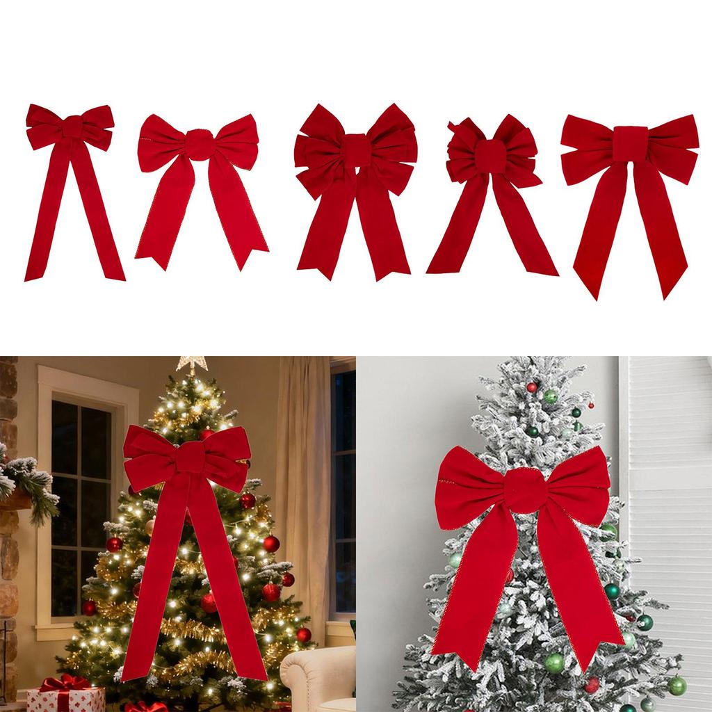 Christmas Tree Topper Bowknot Red Bow Decor Christmas Decorations Large Christmas Bow for Baby Shower Birthday Festival Window
