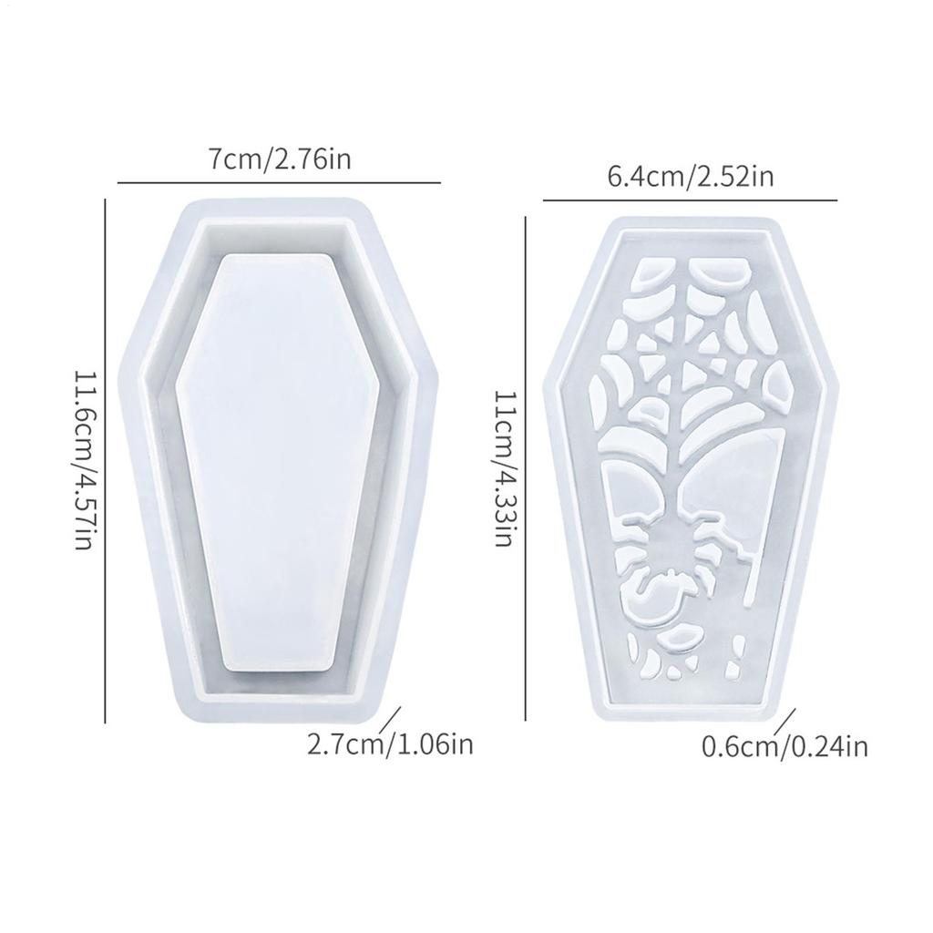 Coffin Silicone Mold Spooky Lamp Shade Mold for Resin Halloween Casting Lampshade Handcraft for Dining Table Bathroom Study