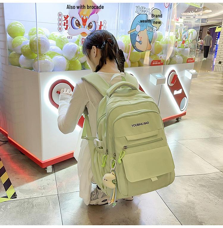 Versatile Candy Color Backpack: Lightweight, Spacious Double Shoulder Bag for Middle and High School Students