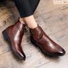 Men'S Ankle Boots Brown Black Classic Fashion Business Shoes With Buckle Strap And Zapatillas Hombre