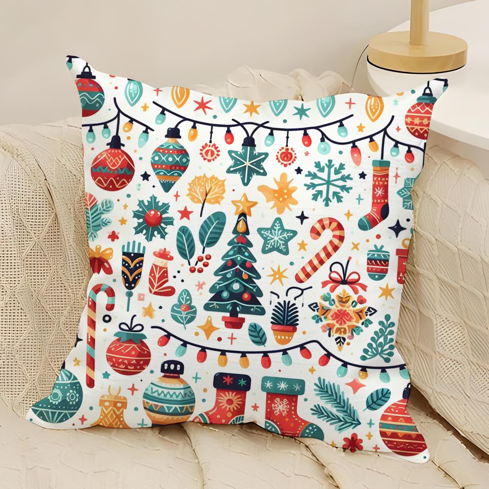 fashing snowflake animal print Pillow Case Natural Linen Double-Sided Printing Sofa Home Decor Cushion Cover