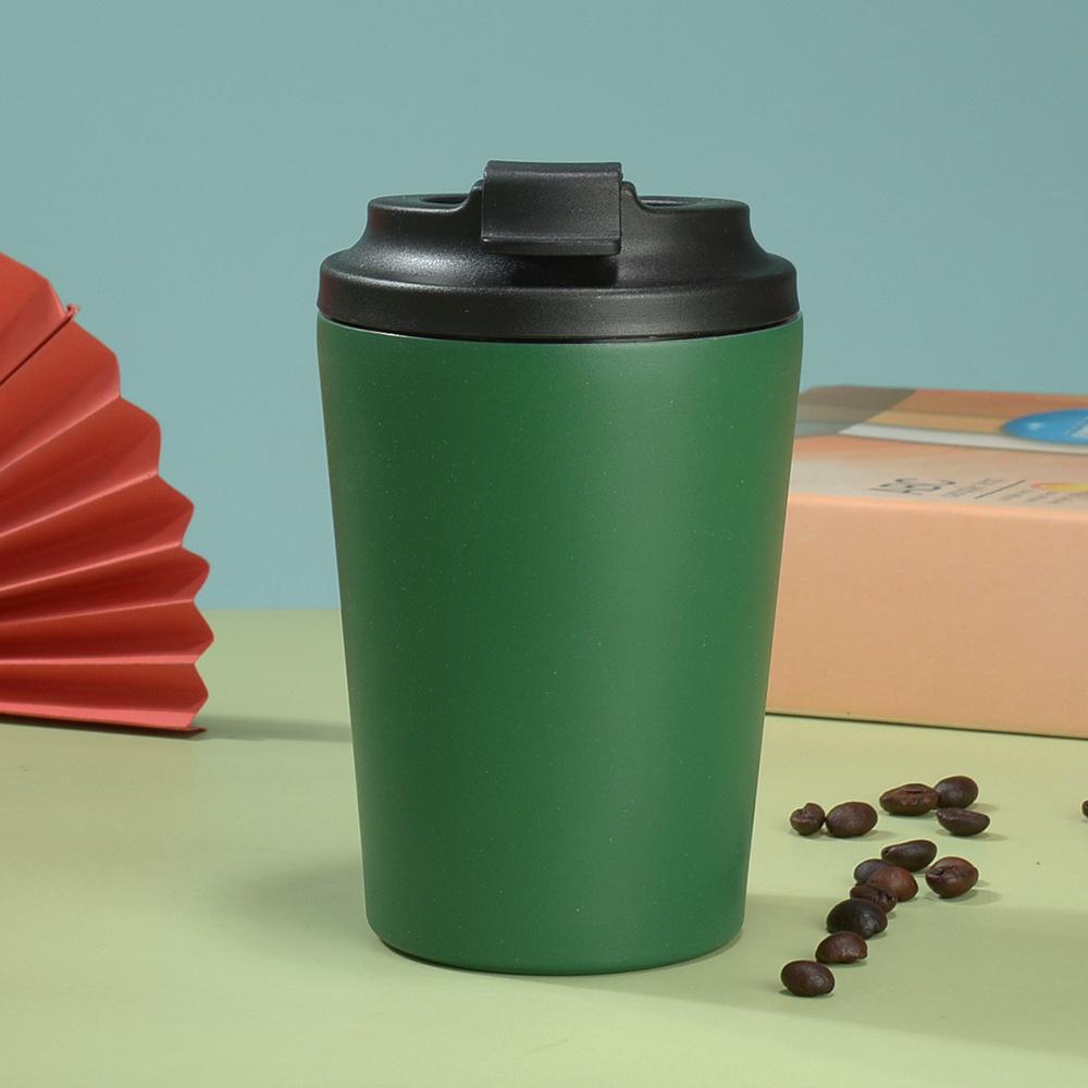 

Кружка для кофе из нержавеющей стали 12 унций, термос-кружка-раскладушка со шкалой внутри, простая и портативная двухслойная офисная кружка 360ml зелёный