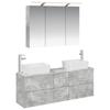 Bathroom Furniture Set 4 Pcs Concrete Grey Engineered Wood and Glass