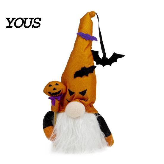 Halloween Plush Gnome Decorations Light Up Decoration, Spooky Orange Black Swedish Tomte Elf Figurine, Stuffed Fabric Figurines Cute Glowing