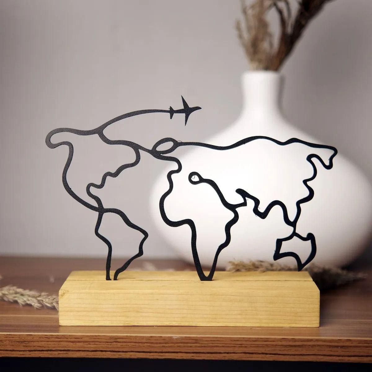 

Металлическая 3D-карта мира с плоской художественной отделкой стола, декоративный креативный современный домашний офис, кабинет, настольный декор и подарок
