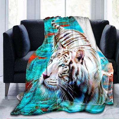 Tiger Blanket Wildlife Blanket 3D Printed Cartoon Throws Blanket Flannel Blanket Family Pet Cover Blanket Sofa Blanket Gift