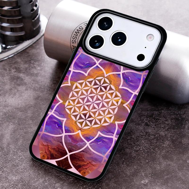 Flower Of Life In Lotus Pastel Golds Phone Case for iPhone 17 16 15 Pro Max Air 14 13 12 11 Plus Shockproof Cover
