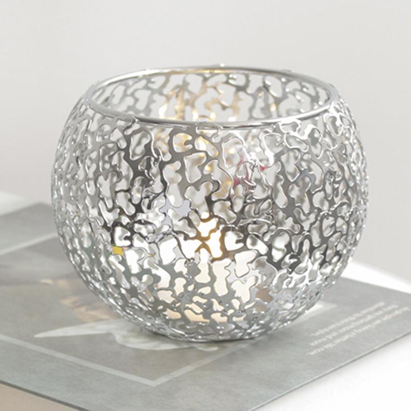 Golden Retro Electroplated Metal Candle Holder Cover Ornament with Ins Style Design