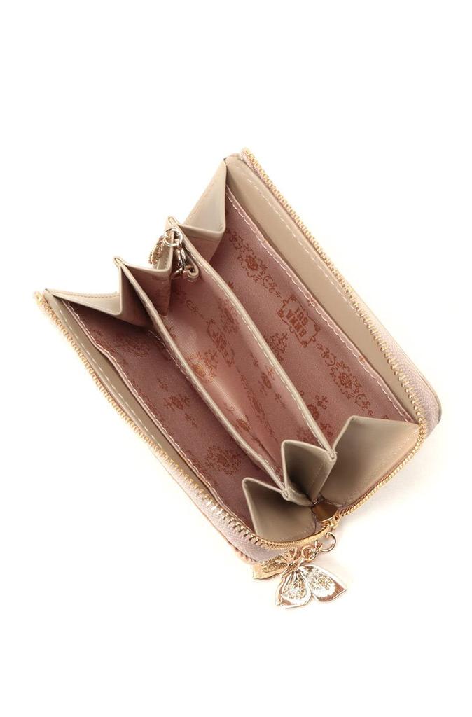 Anna Sui Case with and Rose Beige Multi-Purpose Coin, Card, Keychain, Heart,