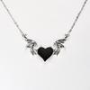 Devil Wings Necklace Gothic Vintage Punk Hip Hop Style Metal Pendant Heart Shaped Oil Drip Necklace