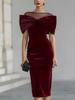Neuer Eingang Elegantes Commute Damen One-Shoulder Freiliegende Schulter Samtkleid