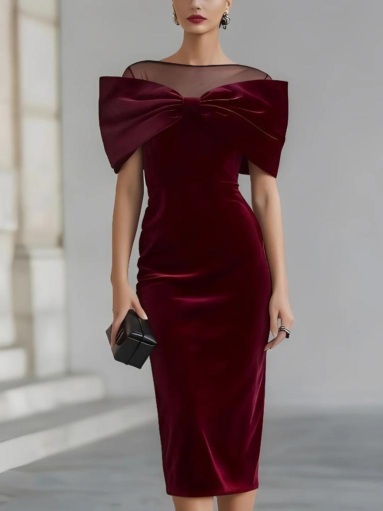 Neuer Eingang Elegantes Commute Damen One-Shoulder Freiliegende Schulter Samtkleid