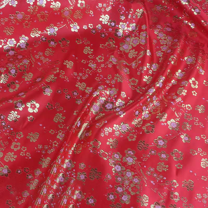 Jacquard Brocade Fabric By Meters for Cheongsam Dress Clothes Bag Pillowcase Diy Sewing Smooth Soft Flower Needlework Cloth Red