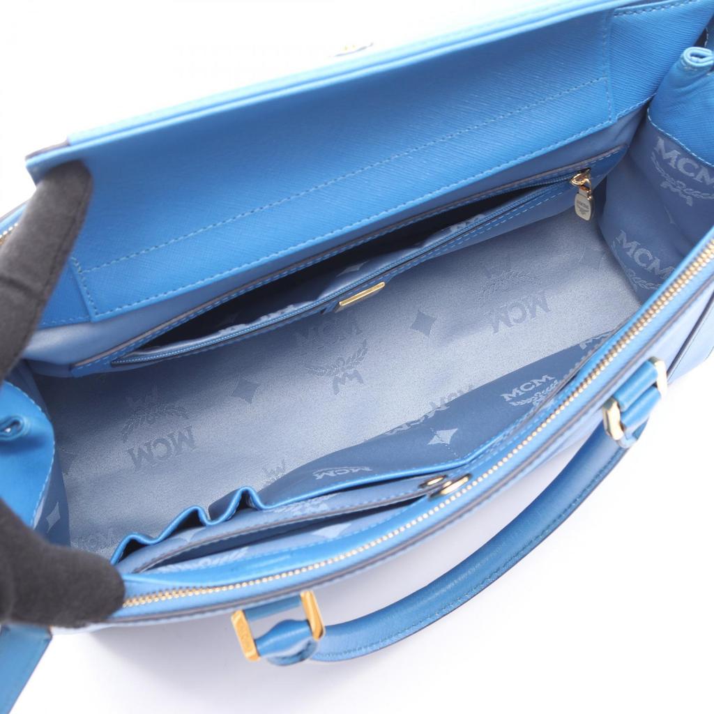 Used MCM 2WAY Handbag leather Blue Used Women