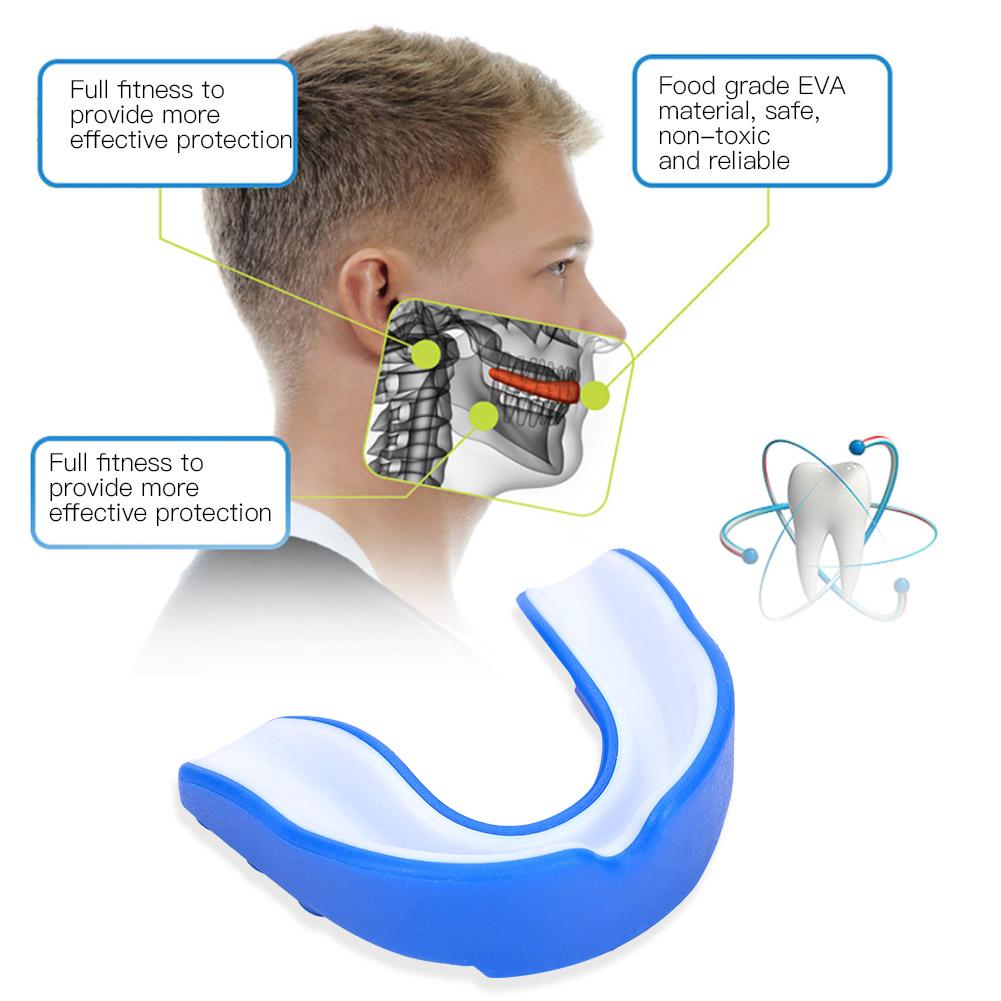 EVA Adult Mouth Guard Teeth Tooth Protector Boxing Accessory Blue & White