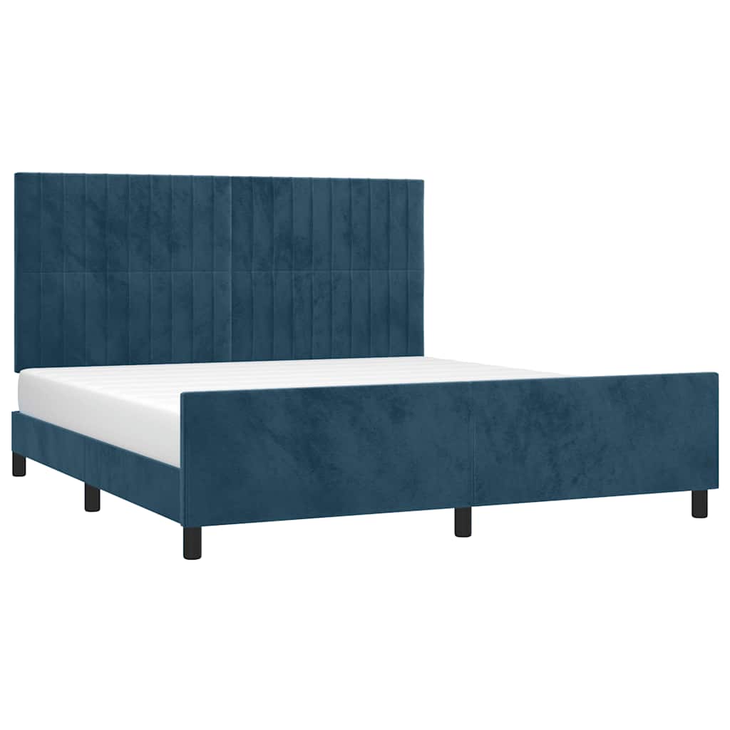 Bed Frame with Headboard Dark Blue 180 x 200 cm Velvet