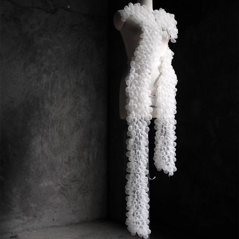 85x20cm Laser See-through Three-dimensional Concave Shape Lace Clothing Foam Heat-setting Fabric DIY Designer Fabric