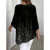 Nova T-shirt de Outono para Mulheres Plus Size com Estampa Degradê e Gola Redonda, Top Casual Versátil Popular na Europa e América
