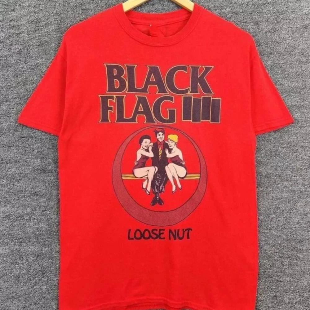 Black Flag Band Loose Nut Red Color TShirt Reprint S