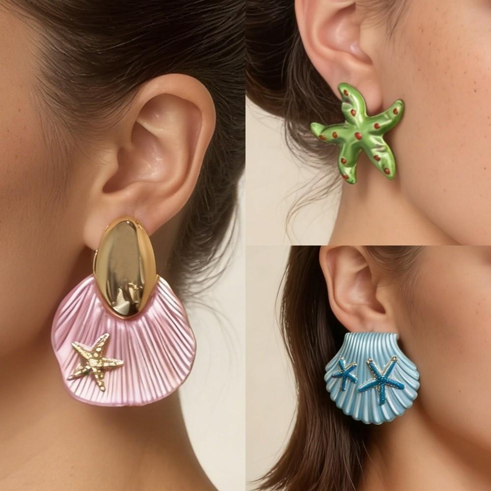 Chic Ocean Style Ear Studs Hypoallergenic Starfish Earrings Trendy Shell Earrings Studs Sea Beach