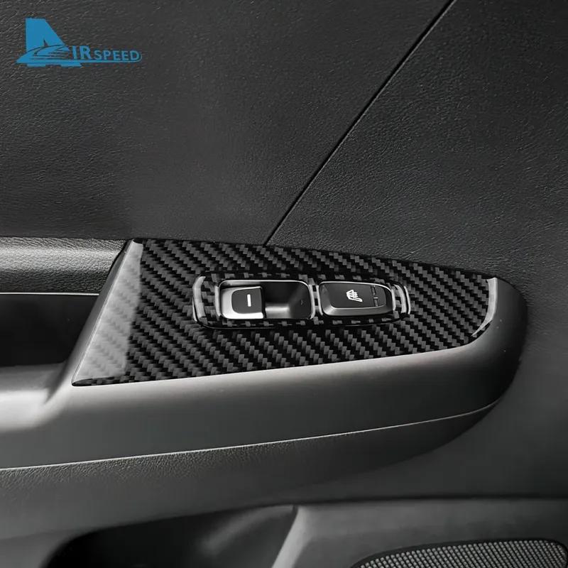 For Kia Sportage 2017 2018    Real Soft Carbon Fiber Sticker LHD Car Front Rear Door Window Llift Panel Trim