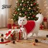 Pet Holiday Apparel Christmas Cape with Bow, Red Cloak for Small Medium Dogs & Cats, Outfit White Wavy Trim, Festive Costume Pets Cat Party Clothes