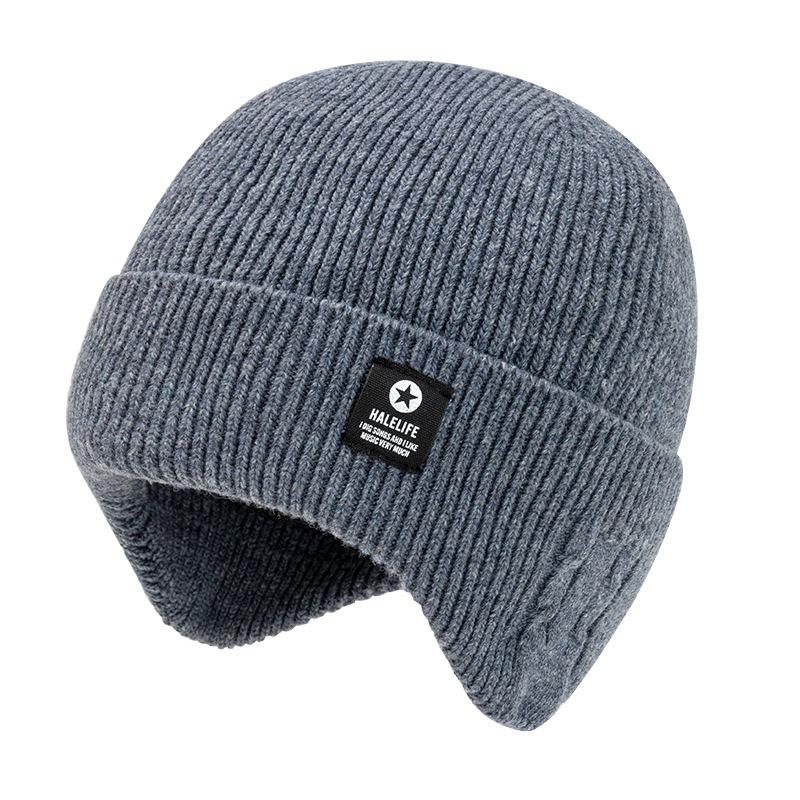 Ear protection wool wool hat, men's and women's fleece knitted hat, winter warm ear protection hat, snow hat