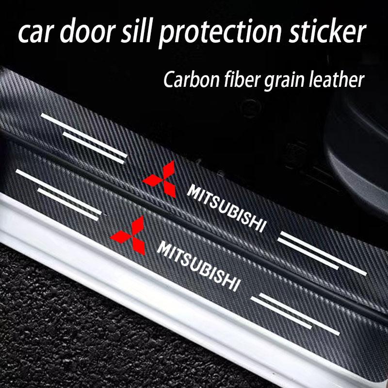 Car Carbon Fiber Door Sill Welcome Pedal for Mitsubishi Pajero Sport Eclipse Cross L200 Colt Delica Ralliart Triton Accessories