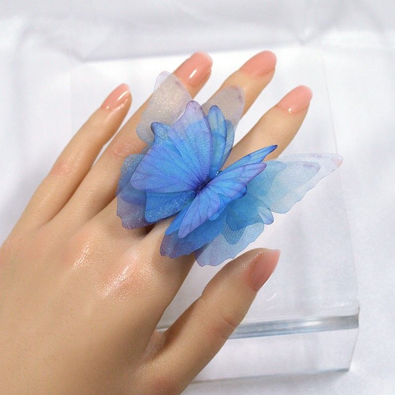 

Лента Синяя Бабочка Браслет Ретро Двор Ручной Ремешок Ремешок для Ношения Выступление Старинный Костюм Национальный Модный Ханфу Цветок на Запястье Ручные Украшения About 7cm butterfly opening ring