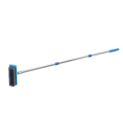 Escova de Limpeza Dura de 20CM com Cabo Telescópico e Cerdas de Aço para Remoção de Sujeira e Musgo em Pisos Externos, Decks, Jardins, Garagens