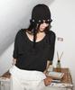 NOFFICIALNOFFICE Flower Deco Ribbon Top Black