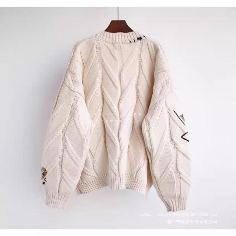 Fashion Lazy Wind Embroidered Sweater Women's Autumn and Winter New Letter Design Loose Knitted Sweater Jacket Tide