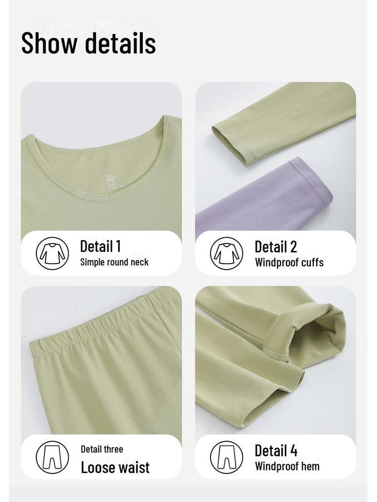 7A Grade Women's Antibacterial Pure Cotton Autumn Thermal Underwear Set
