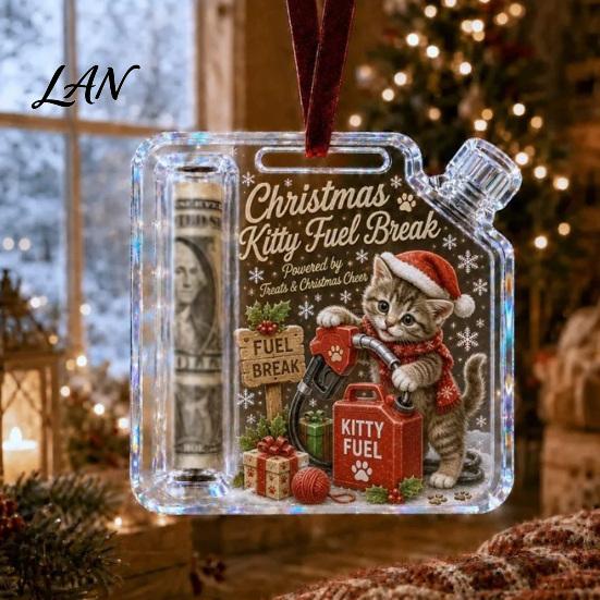 Christmas Money Holder Cash Gift Ornament, Acrylic for Cash, Holiday Funny Xmas Tree Hanging Decoration, Gifts Party Favors Reusable Ornament