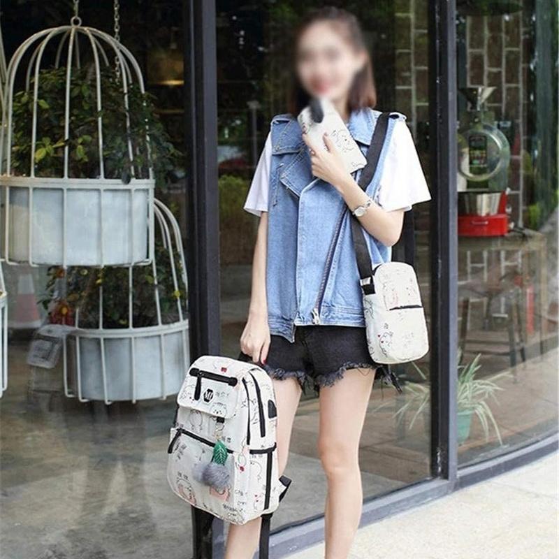 Asge Women's Fashion School Bag Kawaii Printing Backpack Girls Casual Waterproof Backpack School Teenager Daypack