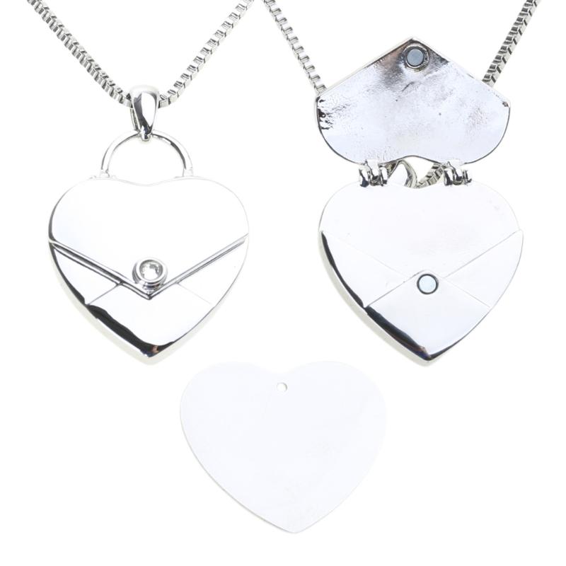 Envelope Love Letter Heart Necklace Stainless Steel Secret Gifts Message Engraved Jewelry Pendant for Couples and Family