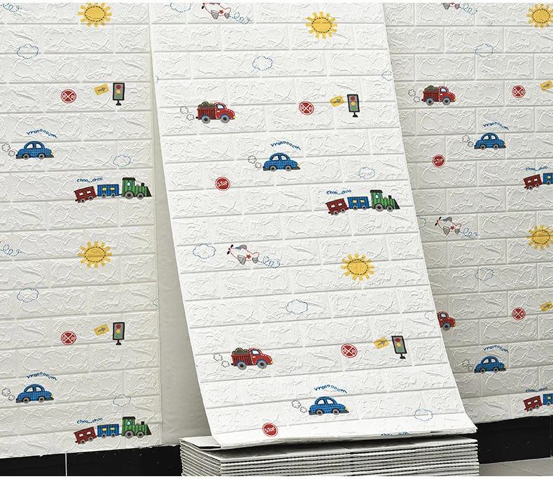 3D Self-Adhesive Wall Cover 70Cm*10M Continuous Water-Repellent Imitation Brick Wall Decals Wallcovering Living Room Home Decoration