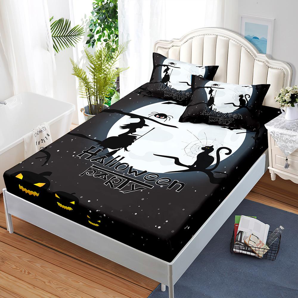 Happy Halloween Fitted Sheet Bed Mattress Protector Kid Pumpkin Bed Cover Twin Full Queen King Size Elastic Bed Sheet Pillowcase