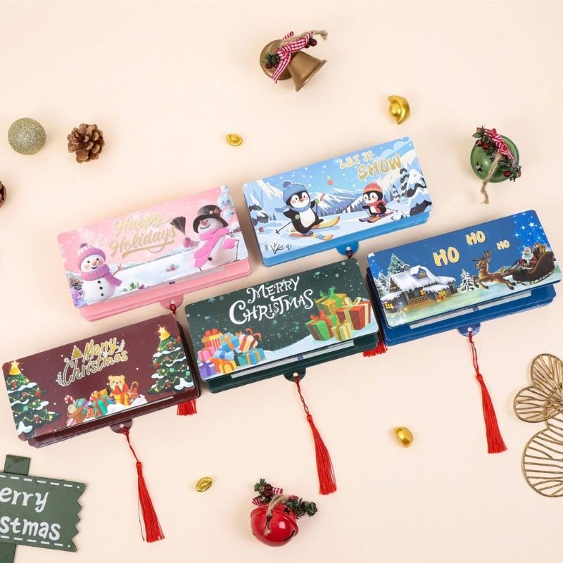  2Pcs Christmas Themed Cash Holder with 10 Slots Holiday Gift Card Money Envelope For Kid Adult Christmas Gifts Exchanges