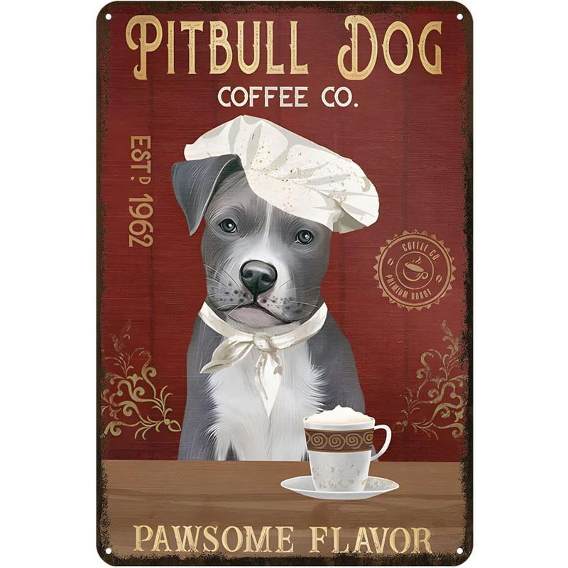 Dogs Metal Tin Signs Labrador Pitbull Wall Art Posters Plaque Vintage Iron Painting Decoration for Home Cafe Game Room Club Bar