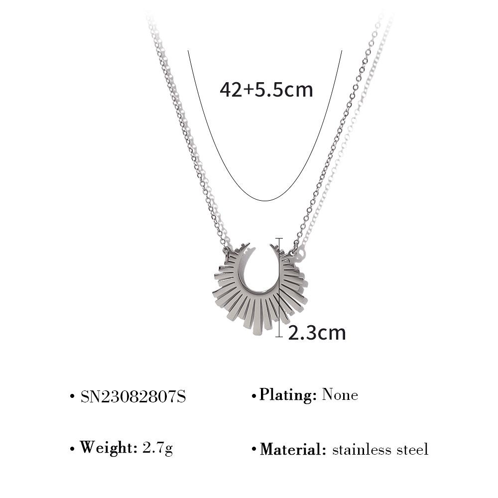 Wind Simple Sunflower Titanium Steel Women'S Short Necklace Radial Pattern Stainless Steel Necklace