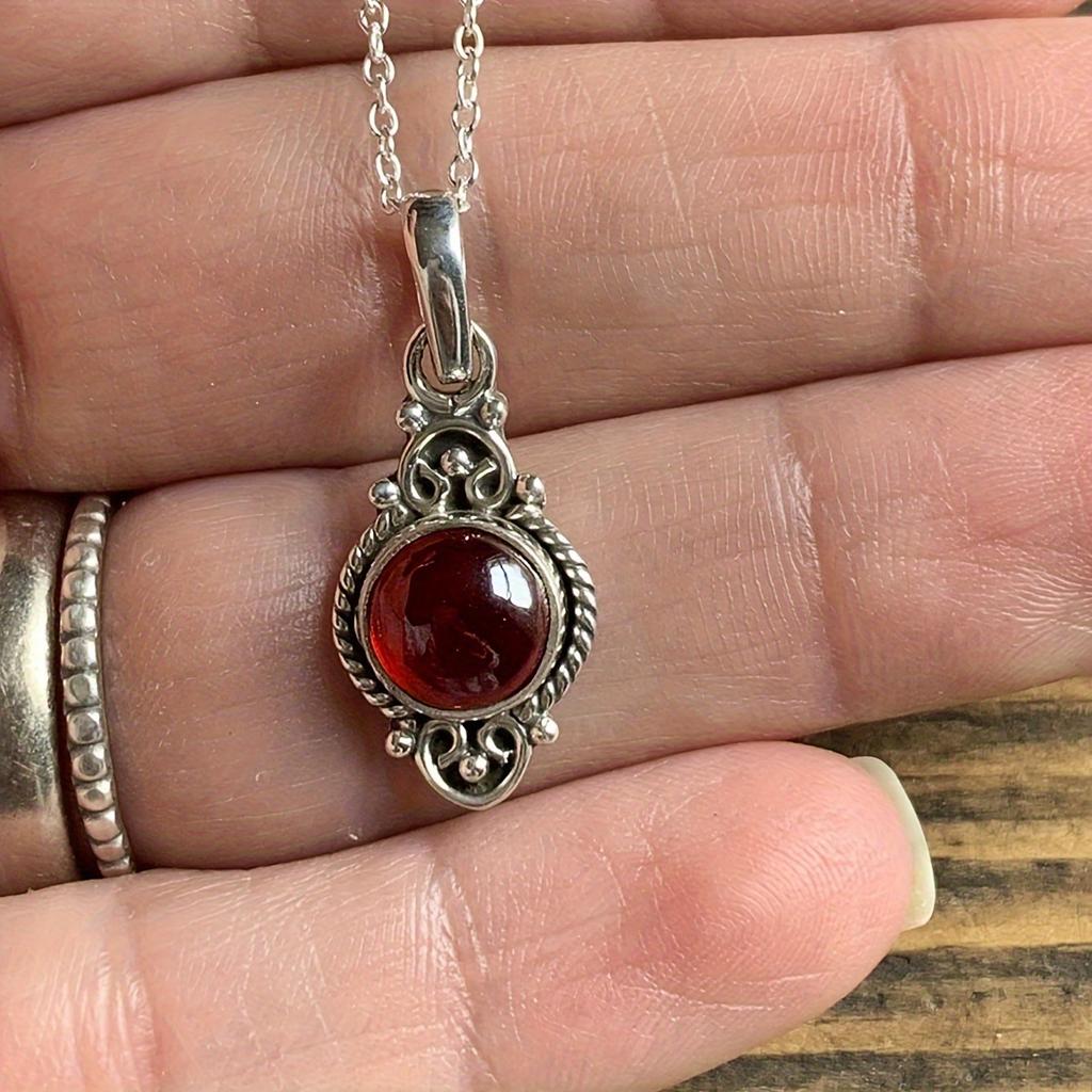 Women Bohemian Artificial Red Crystal Pendant Necklace For Party Prom Jewelry Birthday Gift