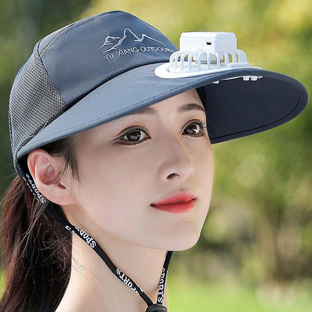 UV Protection Fishing Hat Large Brim Cycling Hat Portable Charging Fan Hat Camping Hiking