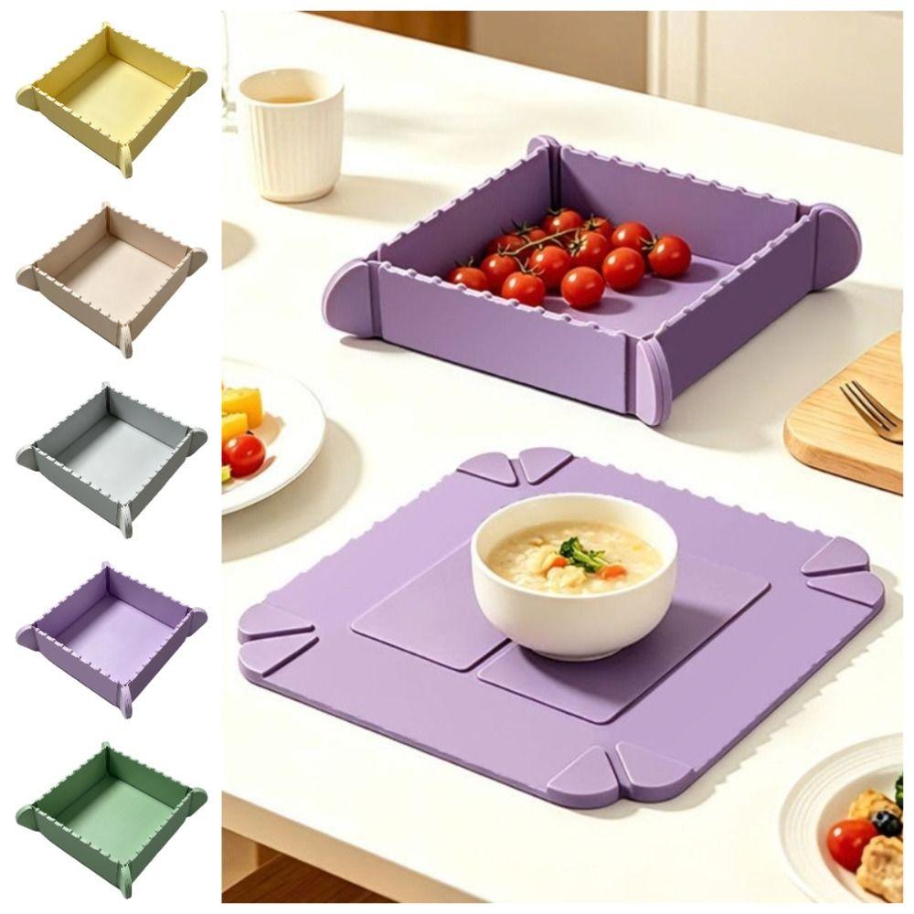 Silicone Magnetic Storage Box Non-slip Foldable Camping Plates Collapsible Snack Tray  Hiking