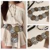 Stylish Leopard Wide Belt for Adult Western Waistband Ethnic PU Leather Embossing Buckle Waiststrap for Formal Dresses