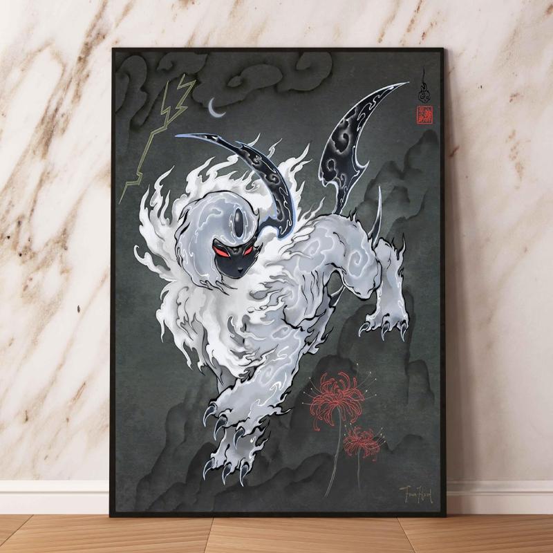 Lugia Ho-Oh Pokemon Unframed Canvas Painting Comic Themed Anime Wall Decor Unique Collection Enhance Your Living Space