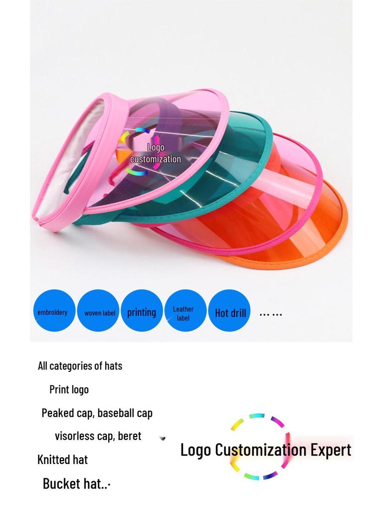Unisex UV Protection Colorful Transparent Sun Hat