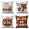 New Thanksgiving Pumpkin Plaid Pillow Cover Holiday Home Decoration Cushion Cushion Cover Home