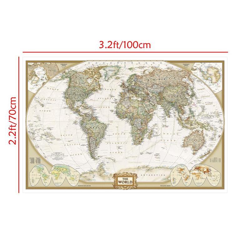 Decorative Hanging Picture Retro World Map Posters Education Printing Wall Art Pictures Painting Office Home Decoration