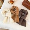 Knitted Small Scarf Women's Winter Atmosphere Korean Version Versatile Solid Color Simple Soft Warm Lazy Wind Scarf Wholesale
